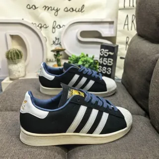 Adidas 黑蓝 Shell-Toe 三条纹 Side Panel 生活方式运动鞋