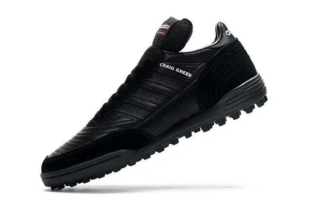 Adidas Zapatos de fútbol turf negro marrón low-top superior metálico plateado sneakers 3