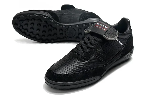 Adidas Zapatos de fútbol turf negro marrón low-top superior metálico plateado sneakers 4