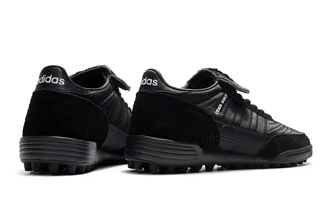 Adidas Zapatos de fútbol turf negro marrón low-top superior metálico plateado sneakers 5