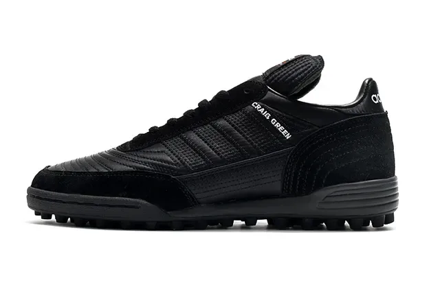 Adidas Zapatos de fútbol turf negro marrón low-top superior metálico plateado sneakers 8