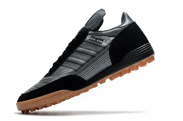 Adidas Zapatos de fútbol turf negro marrón low-top superior metálico plateado sneakers 10