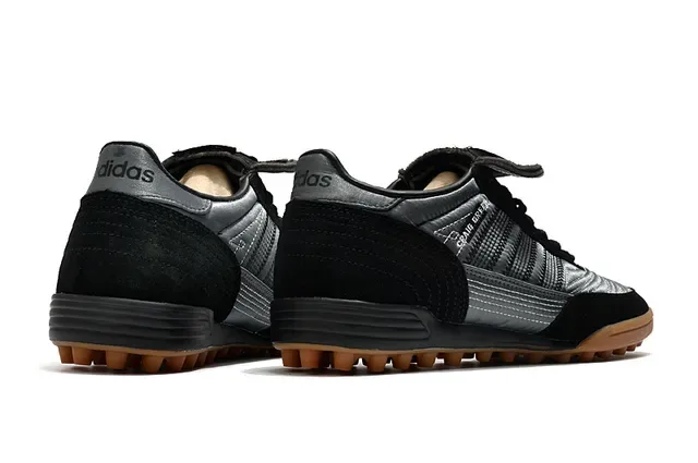 Adidas Zapatos de fútbol turf negro marrón low-top superior metálico plateado sneakers 12