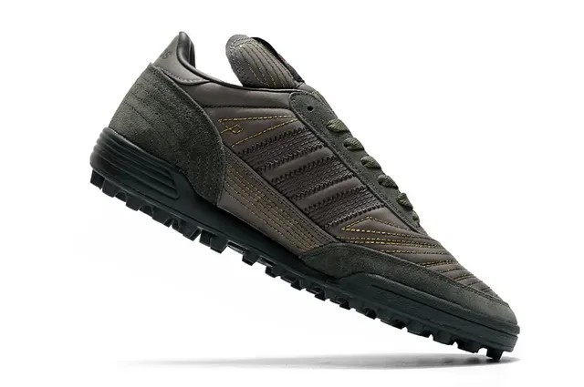Adidas Zapatos de fútbol turf negro marrón low-top superior metálico plateado sneakers 15