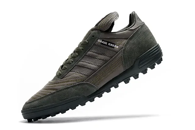 Adidas Zapatos de fútbol turf negro marrón low-top superior metálico plateado sneakers 16