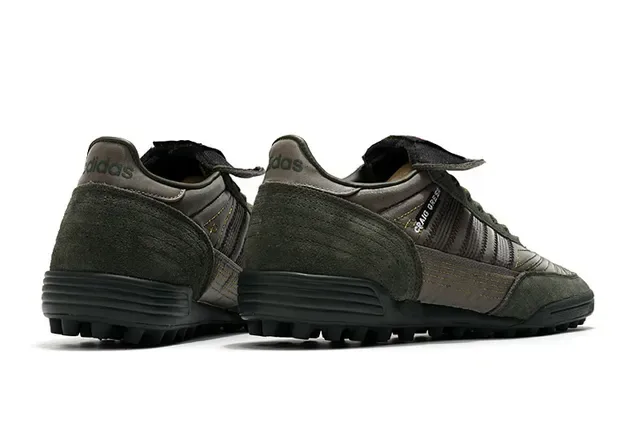 Adidas Zapatos de fútbol turf negro marrón low-top superior metálico plateado sneakers 18