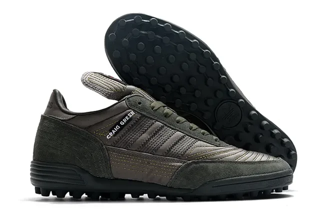 Adidas Zapatos de fútbol turf negro marrón low-top superior metálico plateado sneakers 19