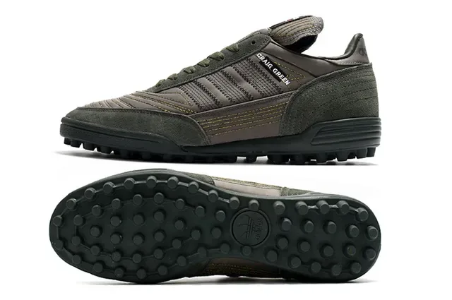 Adidas Zapatos de fútbol turf negro marrón low-top superior metálico plateado sneakers 20