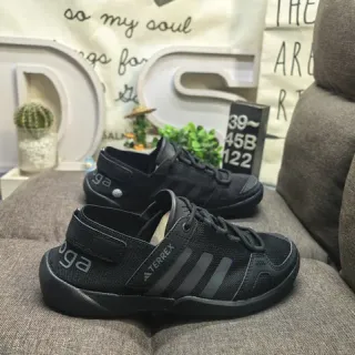 Adidas Black Gray Open-Toe Lace-Up Casual Sandals