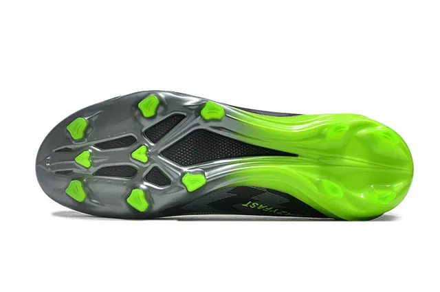 Adidas 黑色绿色 袜套式针织鞋面 非对称系带 人工草地足球鞋 6
