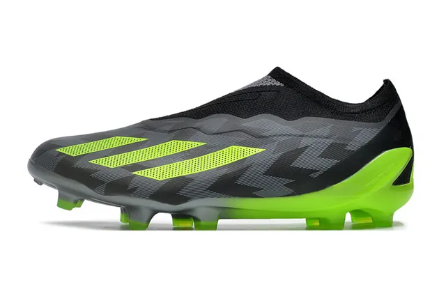 Adidas 黑色绿色 袜套式针织鞋面 非对称系带 人工草地足球鞋 8