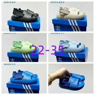 Adidas 黑色模制单色鞋底 单带可调节拖鞋