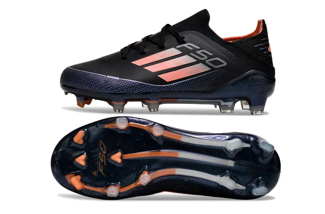 Adidas Black Orange Low-Cut Synthetic Upper Gradient Stripe Detailing Firm-Ground Soccer Shoes 7
