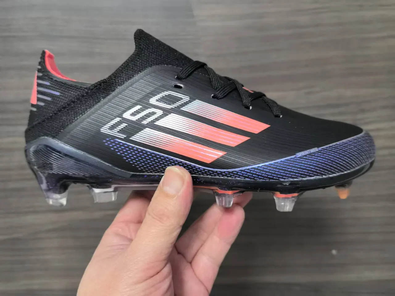 Adidas Black Orange Low-Cut Synthetic Upper Gradient Stripe Detailing Firm-Ground Soccer Shoes 9