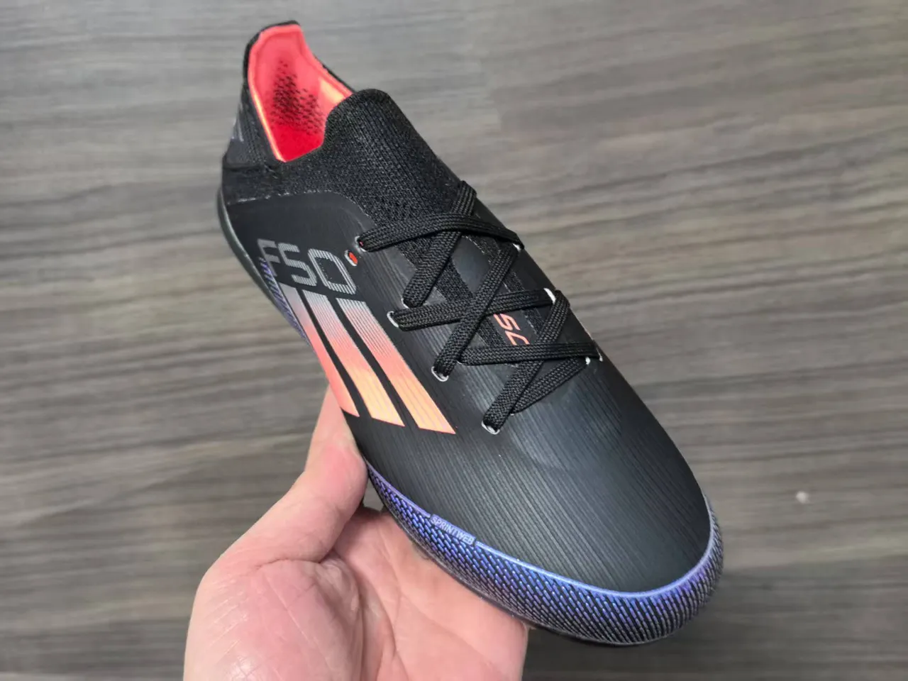 Adidas Black Orange Low-Cut Synthetic Upper Gradient Stripe Detailing Firm-Ground Soccer Shoes 10