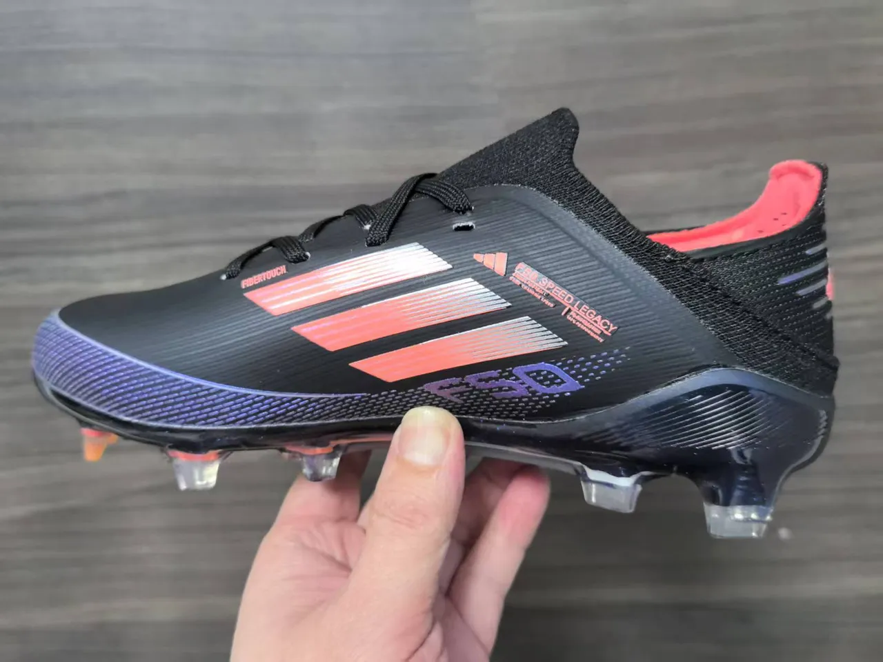 Adidas Black Orange Low-Cut Synthetic Upper Gradient Stripe Detailing Firm-Ground Soccer Shoes 11