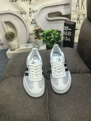 Adidas Black Silver Crystal-Embellished Three-Stripe Lifestyle Sneakers 20
