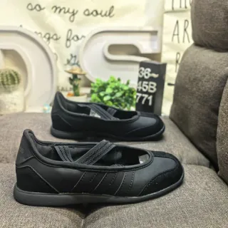 Adidas Black Three-Stripe Laceless Ballet Flats