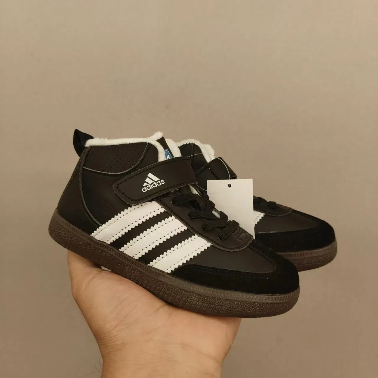 Adidas Black White High-Top Velcro Strap Lifestyle Sneakers 5