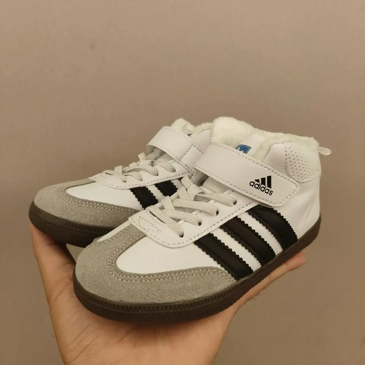 Adidas Black White High-Top Velcro Strap Lifestyle Sneakers 18