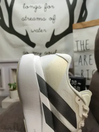Adidas Black White Knit Upper Three-Stripe Branding Running Shoes 3