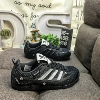 Adidas أسود أبيض شبكة علوية ثلاث شرائط براند جانبي نمط حياة سنيكرز