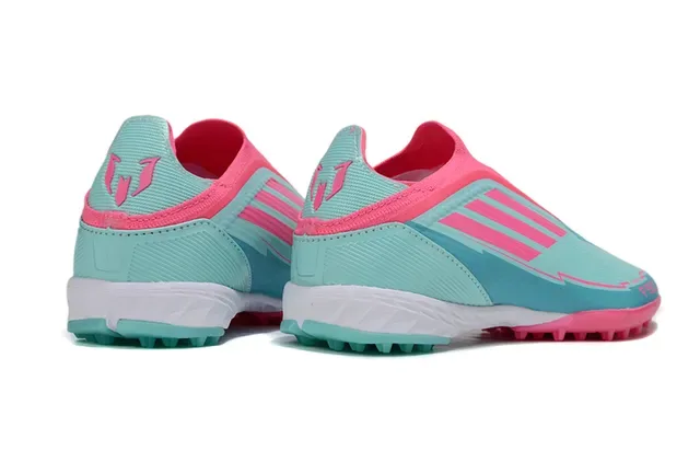 Adidas Blue Pink Sock-Fit Collar Molded Rubber Studs Turf Soccer Shoes 6