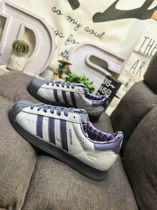 Adidas Tênis Lifestyle Marrom Verde Impressão de Leopardo Parte Superior Três Listras Off-White 17