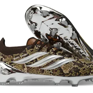 Adidas Brown Silver Snakeskin-Print Upper Chrome Metallic Cage Firm-Ground Soccer Shoes