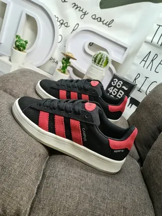 Adidas Campus 黑色和红色生活方式运动鞋 7