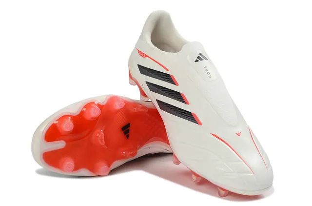 Adidas Copa Branco Vermelho Baixo Corte Superior Sintético Sola Translúcida Firm-Ground Sapatos de Futebol 4