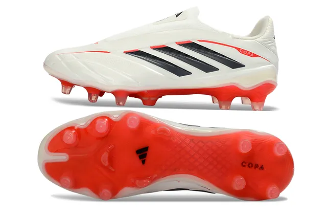 Adidas Copa Branco Vermelho Baixo Corte Superior Sintético Sola Translúcida Firm-Ground Sapatos de Futebol 6