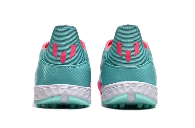 Adidas F50 Chaussures de football turf upper en maille légère bleu rose silhouette basse 4