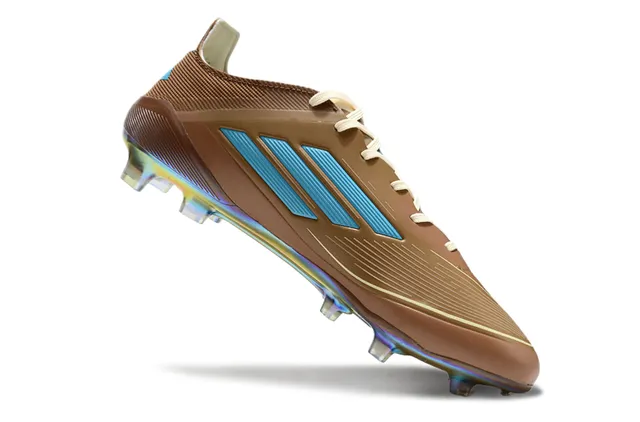 Adidas F50 Brown Blue Low-Cut Cleat Iridescent Holographic Soleplate Firm-Ground Soccer Shoes 2