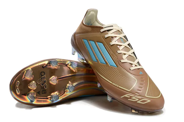 Adidas F50 Brown Blue Low-Cut Cleat Iridescent Holographic Soleplate Firm-Ground Soccer Shoes 4