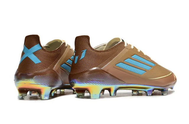 Adidas F50 Brown Blue Low-Cut Cleat Iridescent Holographic Soleplate Firm-Ground Soccer Shoes 5
