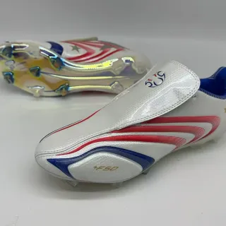 Adidas F50 Laceless Blanc Rouge Bleu Wave Stripe Firm-Ground Chaussures de football