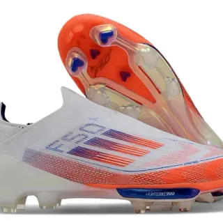 Adidas F50 Lightstrike Pro أبيض برتقالي أزرق أحذية كرة قدم للأرض الصلبة