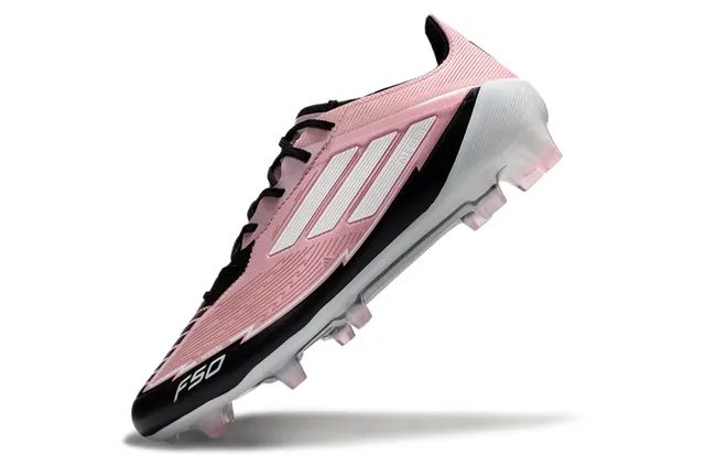 Adidas F50 Messi गुलाबी काला सफेद फर्म ग्राउंड फुटबॉल जूते 4