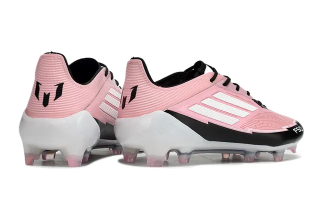 Adidas F50 Messi गुलाबी काला सफेद फर्म ग्राउंड फुटबॉल जूते 5