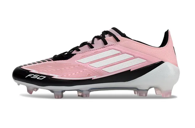 Adidas F50 Messi गुलाबी काला सफेद फर्म ग्राउंड फुटबॉल जूते 7
