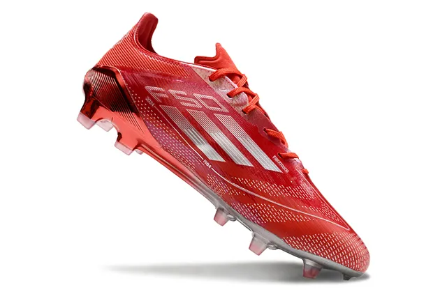 Adidas F50 Rojo Plateado Bajo Sintético Tejido Speedframe Cage Césped firme Zapatos de fútbol 2