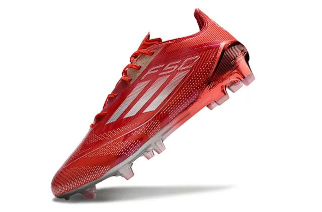 Adidas F50 Rojo Plateado Bajo Sintético Tejido Speedframe Cage Césped firme Zapatos de fútbol 3