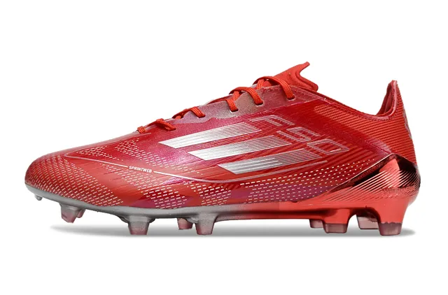 Adidas F50 Rojo Plateado Bajo Sintético Tejido Speedframe Cage Césped firme Zapatos de fútbol 7