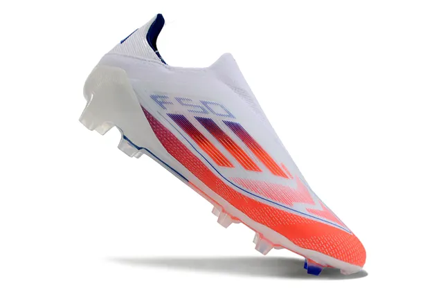 Adidas F50 Blanco Naranja sin cordones Upper de ajuste sock-fit Malla gradient Para terreno firme Zapatos de fútbol 2