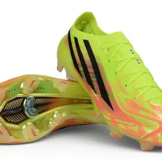Adidas F50 Amarillo Rosa Neón Upper Sintético Negro Three-Stripe Firm-Ground Zapatos de Fútbol