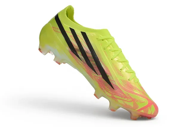 Adidas F50 নিওন হলুদ গোলাপি সিন্থেটিক আপার কালো থ্রি স্ট্রাইপ ফার্ম গ্রাউন্ড ফুটবল জুতো 2