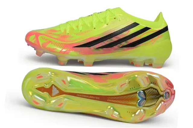 Adidas F50 নিওন হলুদ গোলাপি সিন্থেটিক আপার কালো থ্রি স্ট্রাইপ ফার্ম গ্রাউন্ড ফুটবল জুতো 5