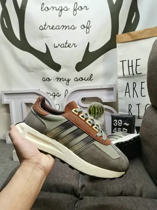 Adidas Cinza Marrom Retro Runner Silhouette Suede E Couro Superior Lifestyle Sneakers 5
