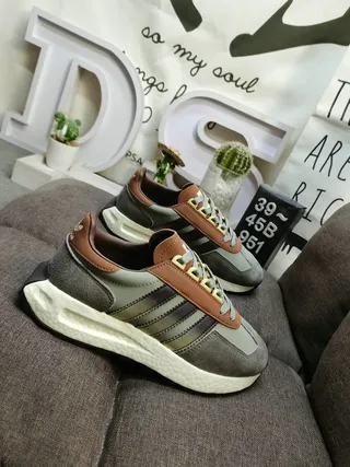 Adidas Cinza Marrom Retro Runner Silhouette Suede E Couro Superior Lifestyle Sneakers 9